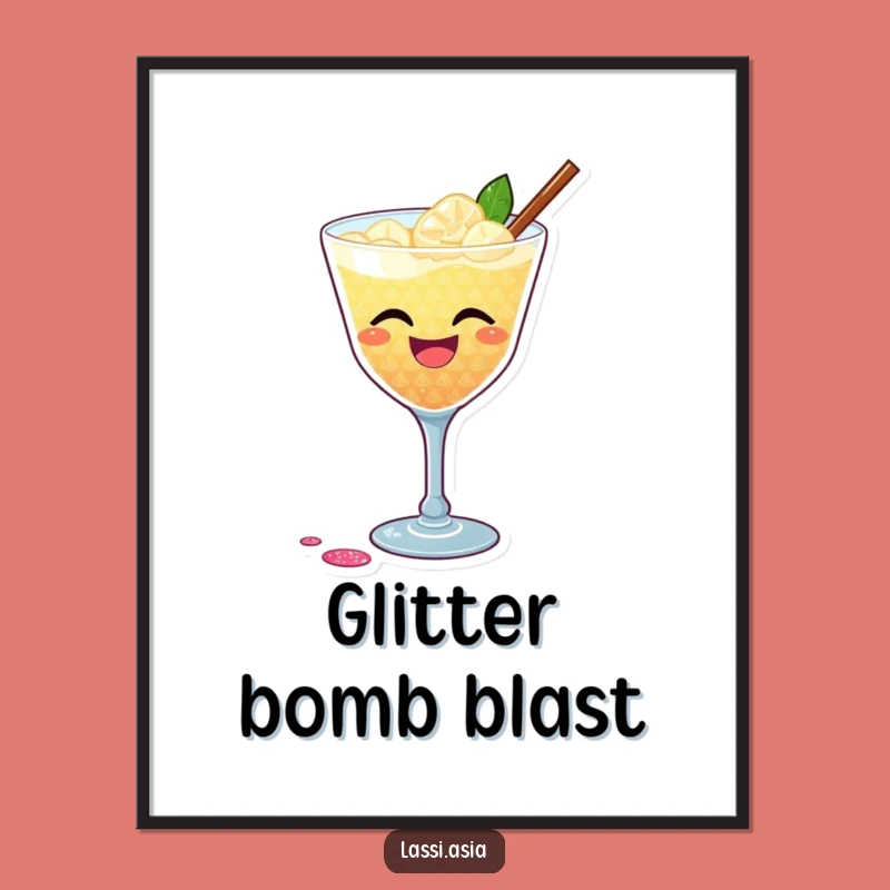Funny Cocktail Shimmer Digital Art: Humorous Festive Drink Print, Perfect Funny Gift
