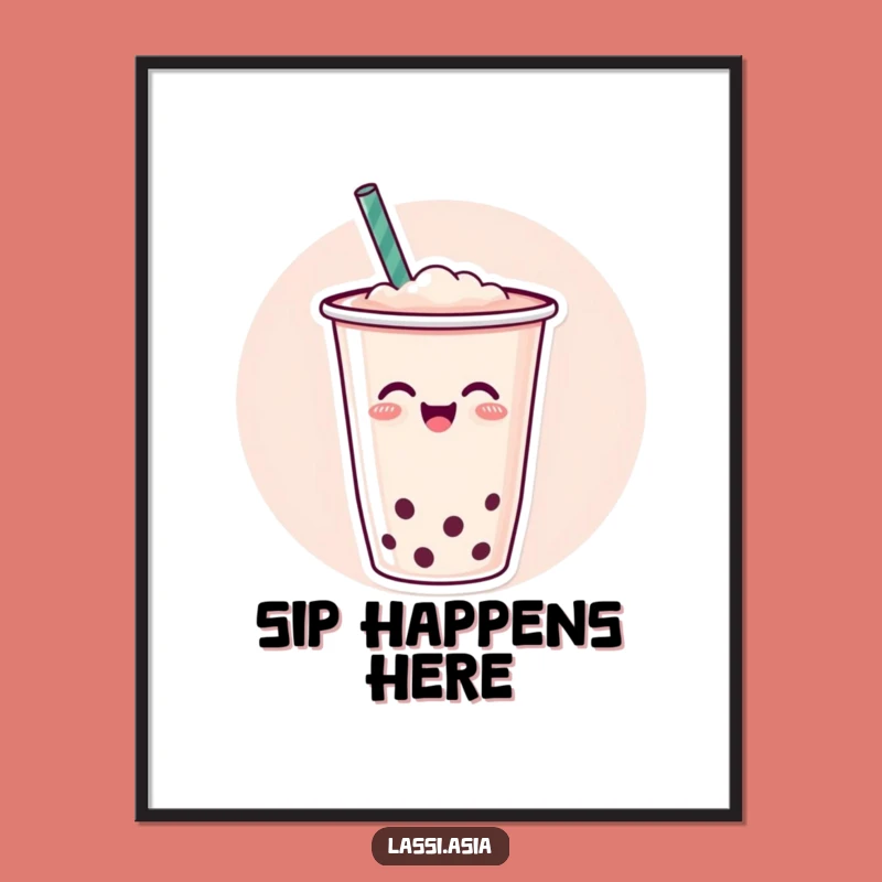 Funny Boba Tea Poster - Joyful Wiggle Art for a Cheerful Space